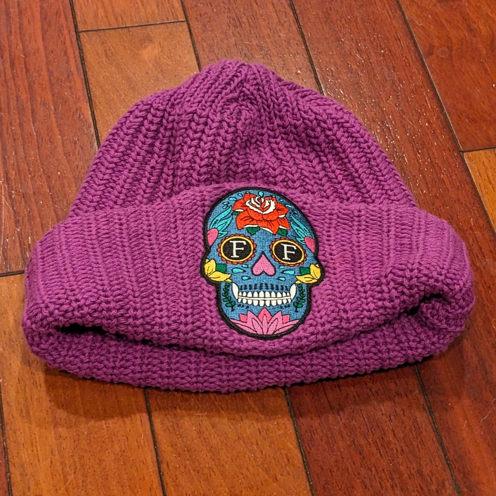 Purple Sugar Skull Beanie by Flipside Hats Indie Sleaze